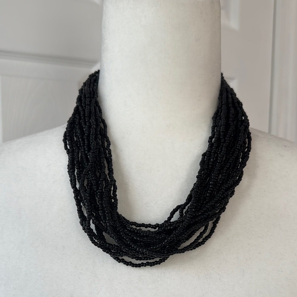 Elegant Black Beaded Necklace